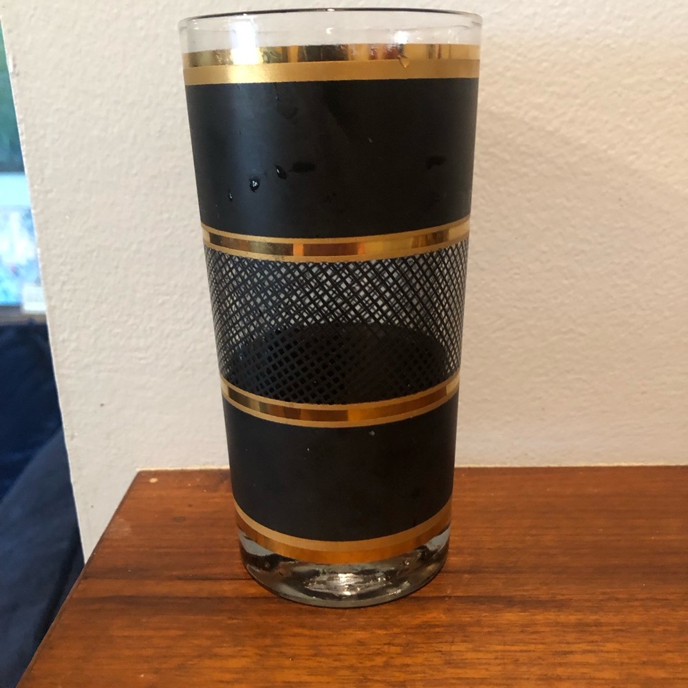 Black and Gold Decorative Glass Tumbler